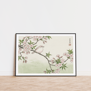 Bird Cherry Blossom Art Print printable for nature themed gallery walls