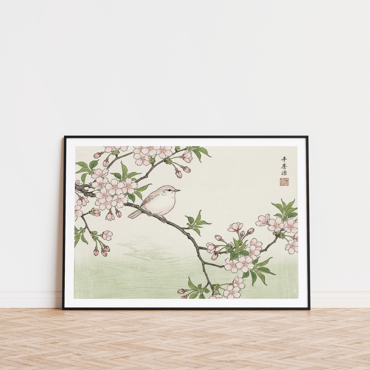 Bird Cherry Blossom Art Print printable for nature themed gallery walls