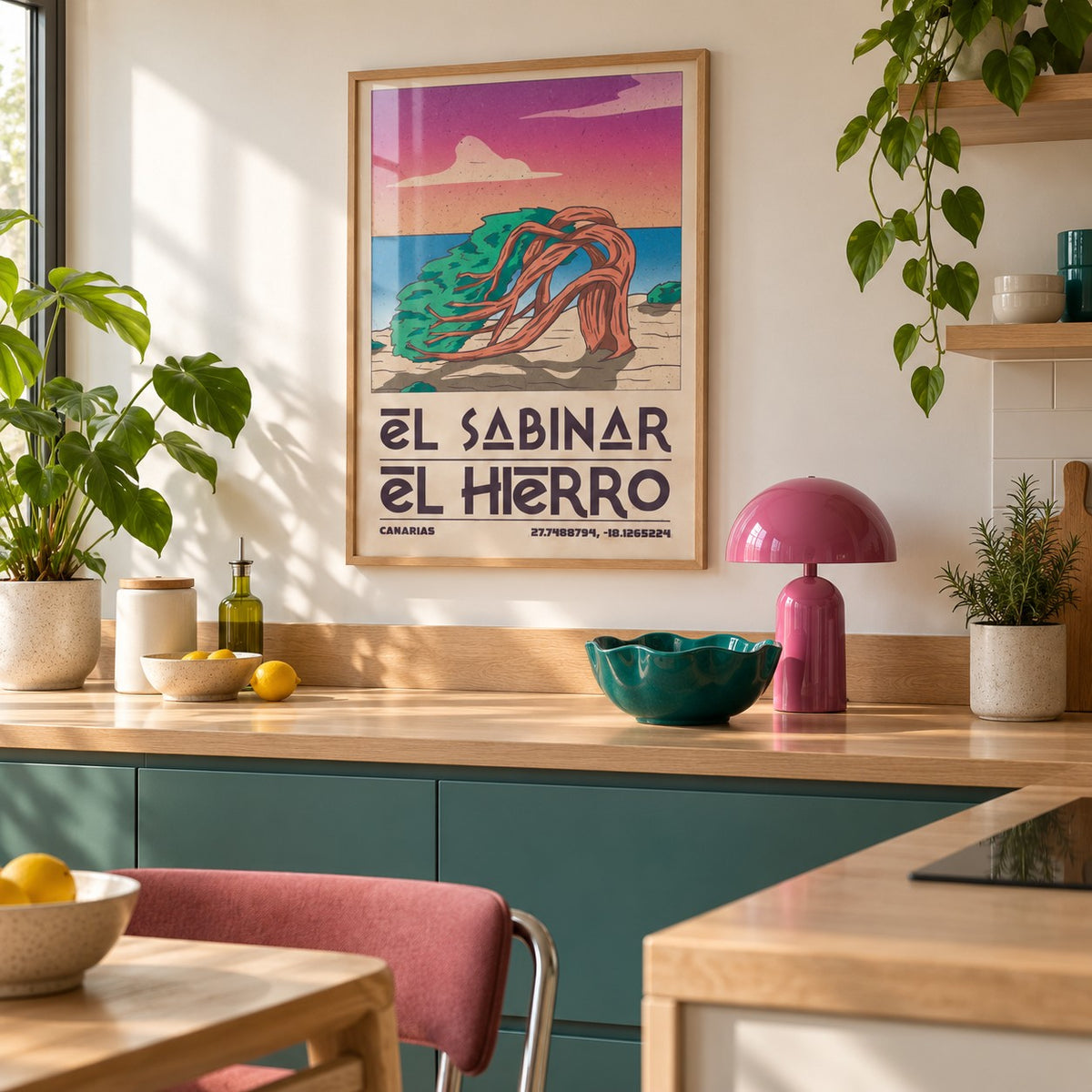 El Hierro Poster above the worktop in a minimalist kitchen (frame not included)