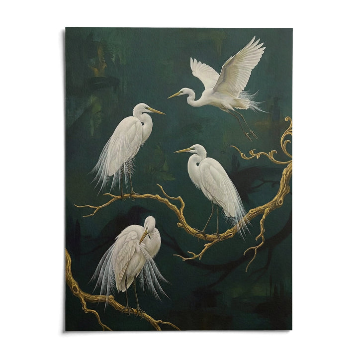 Elegant Bird Art Print, shown as an unframed paper print on a plain white background