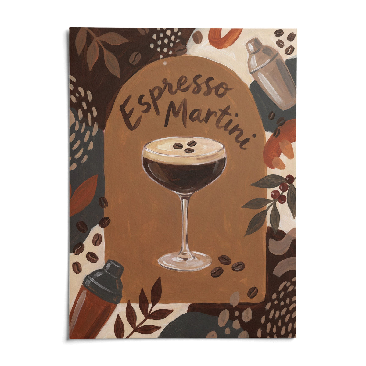 Espresso Martini Wall Art, shown as an unframed paper print on a plain white background
