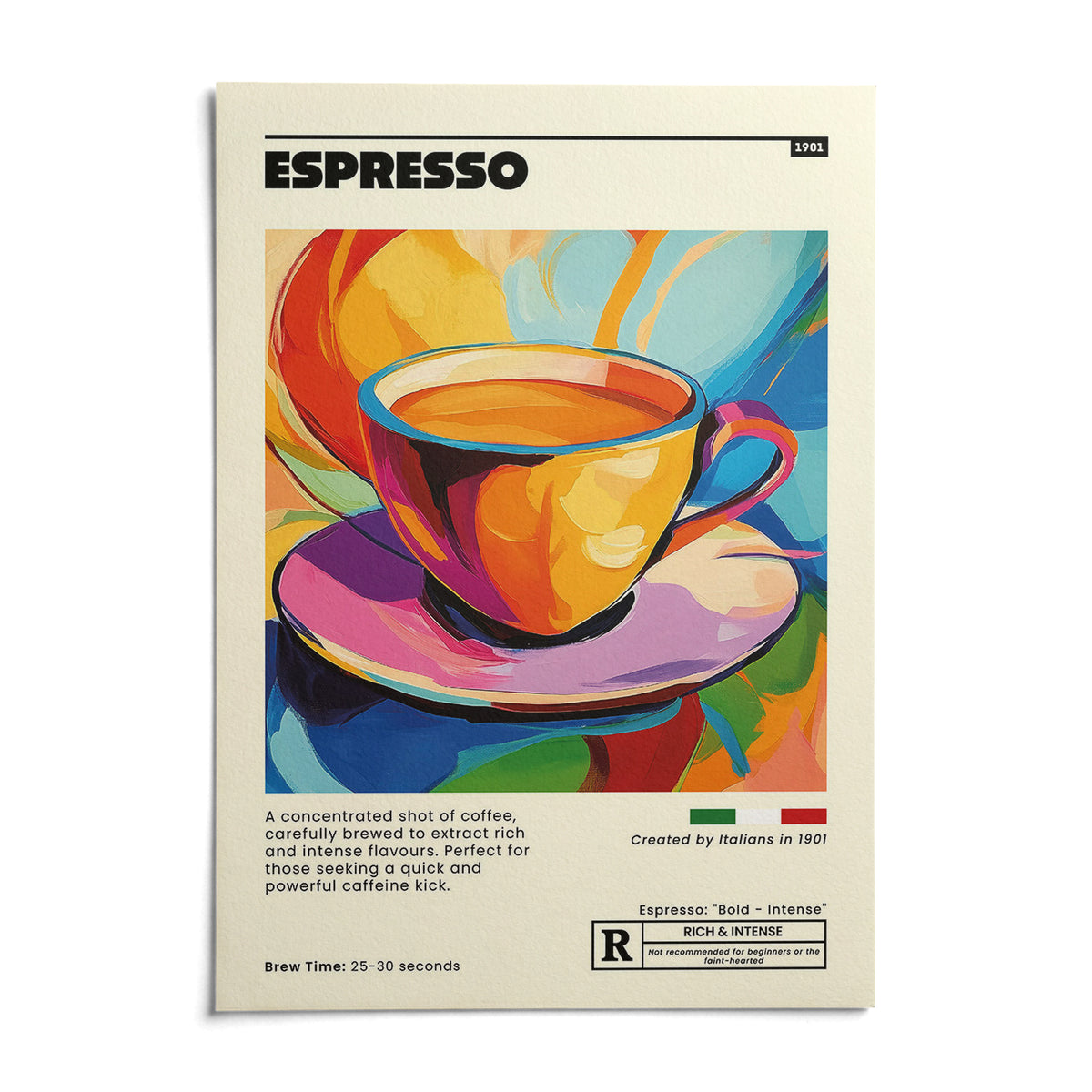 Espresso Poster, shown as an unframed paper print on a plain white background