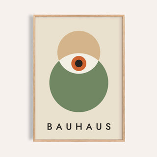 Eye Print: Sand and Sage Gaze framed print on a warm off-white wall