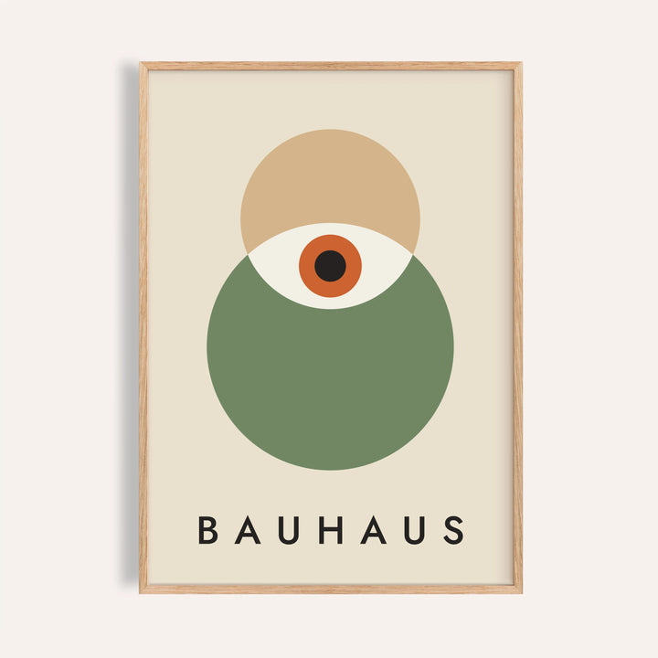 Eye Print: Sand and Sage Gaze framed print on a warm off-white wall