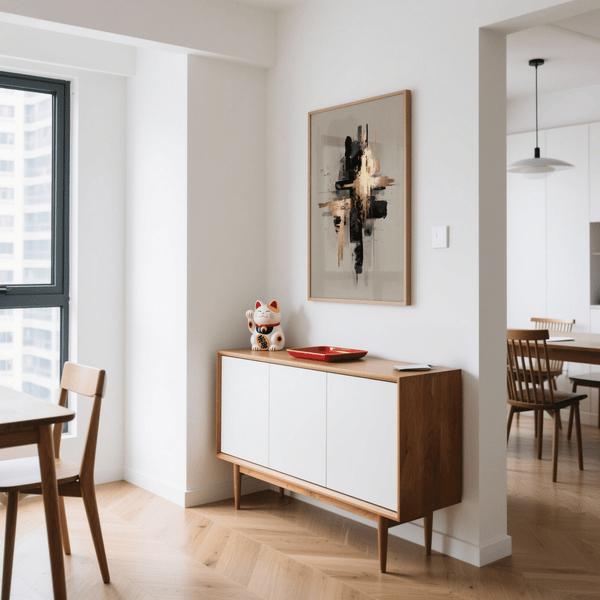 Large Black and Gold Poster with bold Yellow, Beige, and Black for study wall decor