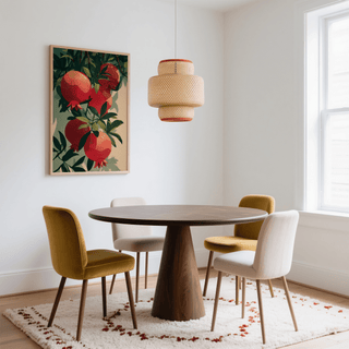 Pomegranate Art Print in red and green, living space wall art