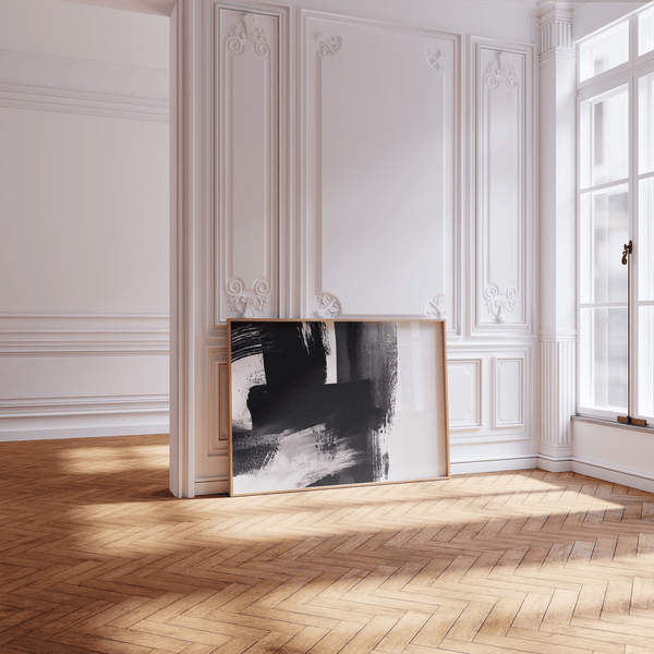 Minimalist Black and White Print wall art for modern office, White and Black tones