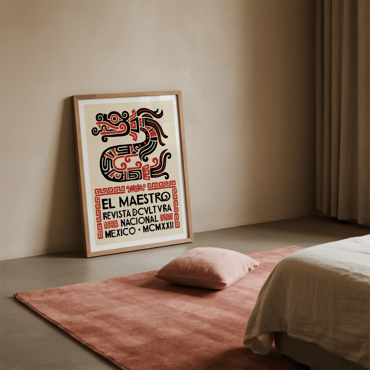 Mexican Cultural Art Print poster featuring MEXICO MCMXXII text and serpent motif