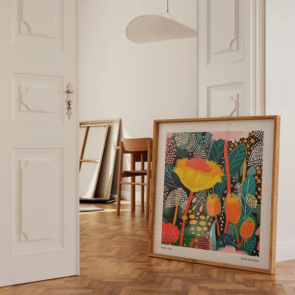 Premium matte finish orange flower print in floral prints for framing