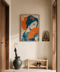 Retro Geisha Print poster in Orange Beige for creative studio spaces