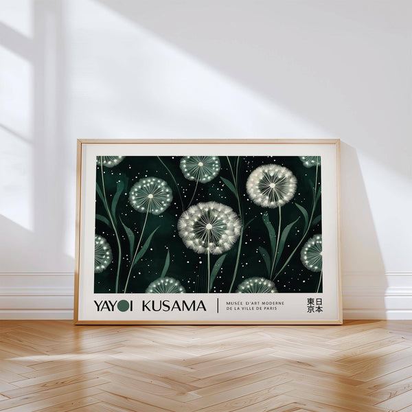 Kusama-inspired horizontal posters in black and white for modern spaces