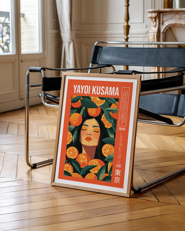 Modern cool wall art print inspired by Yayoi Kusama’s vibrant patterns.