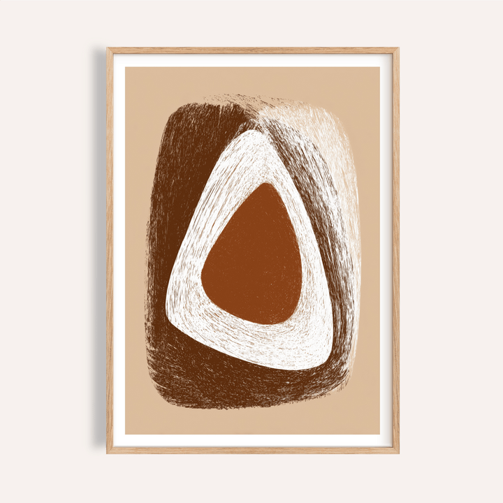 Organic Minimalist Wall Art print with rounded triangular brush motif