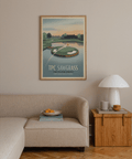 Scenic TPC Sawgrass Wall Art print with central island green, footbridge, and calm sky gradient