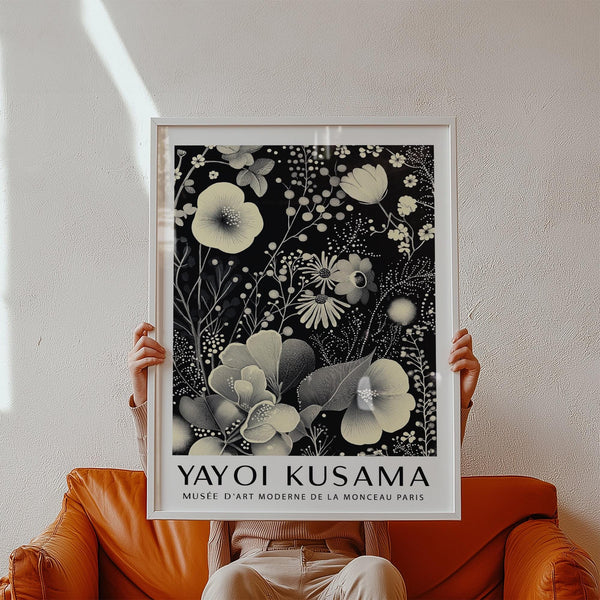 Oversized black and white large floral wall art with delicate details