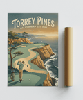 Torrey Pines Golf Wall Art design focusing on S curve fairway approach