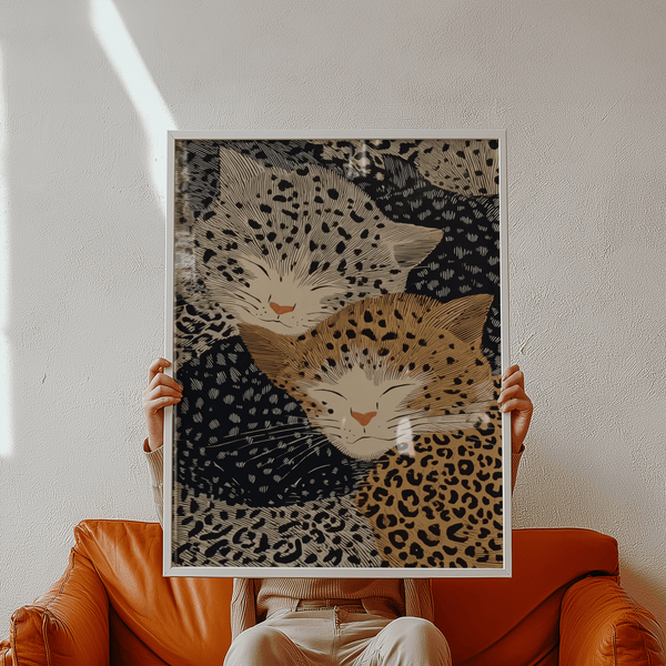 Leopard Print Wall Art with Beige, Black spots for study wall art