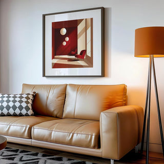 Interior architecture art in warm red tones