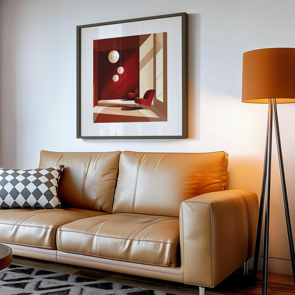 Interior architecture art in warm red tones