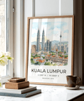 Detailed Kuala Lumpur cityscape wall art print with domed building and high-rises
