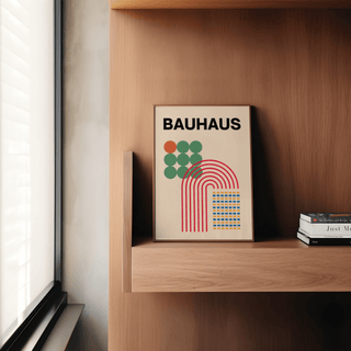Abstract Shapes Print wall art in green and red for dining room