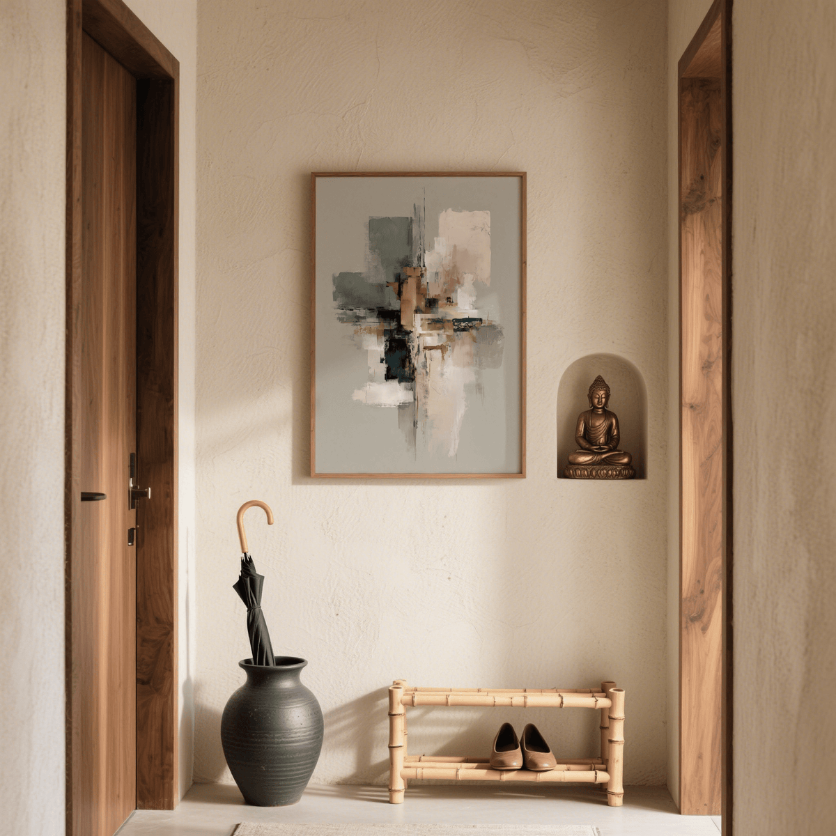 Wall Print Abstract poster in Beige, Gold for chic office wall display