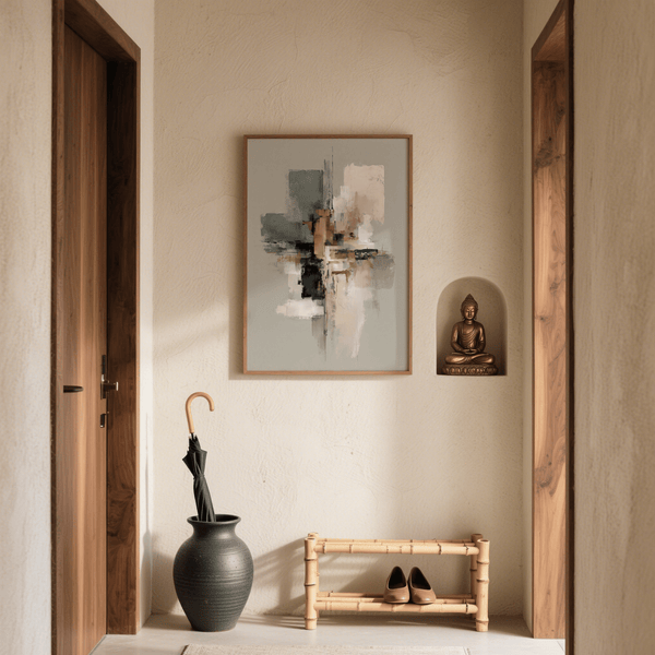 Wall Print Abstract poster in Beige, Gold for chic office wall display