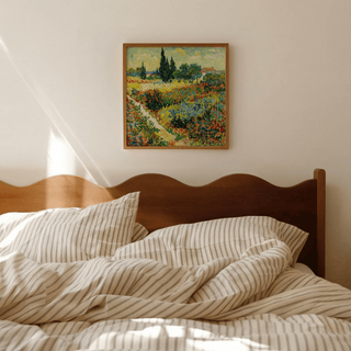 Colorful Landscape Art Print featuring multicolored and green tones for bedroom decor
