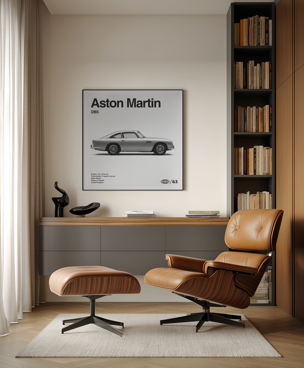Aston Martin Art Print with Gray accents for home library or den
