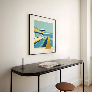 Sophisticated modern pool print with Bauhaus design elements