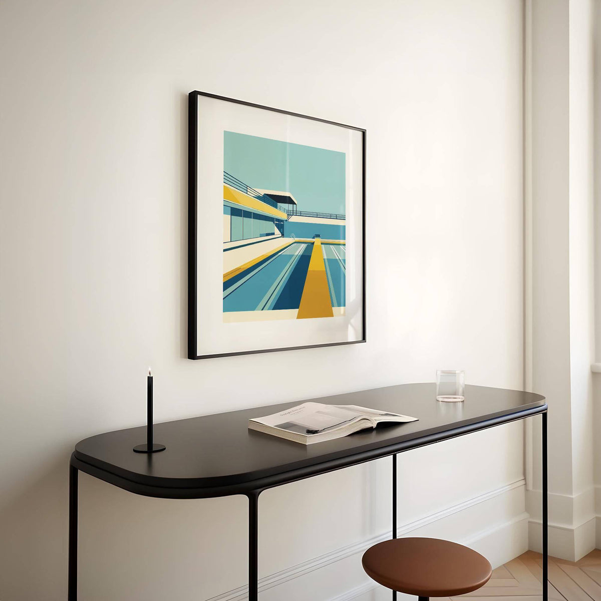 Sophisticated modern pool print with Bauhaus design elements