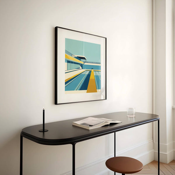 Sophisticated modern pool print with Bauhaus design elements