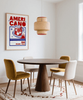 Americano Cocktail Print in Red and Blue, bar room art print