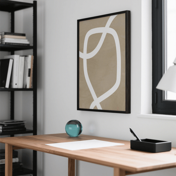 Contemporary minimalist art wall with Beige, White for hallway print