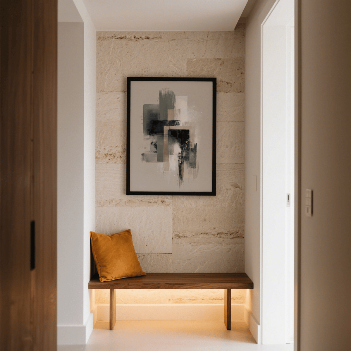 Modern Abstract Poster with gray brushstrokes for study or office wall art