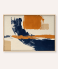 Blue and Orange Art print with bold colors for modern living room wall art