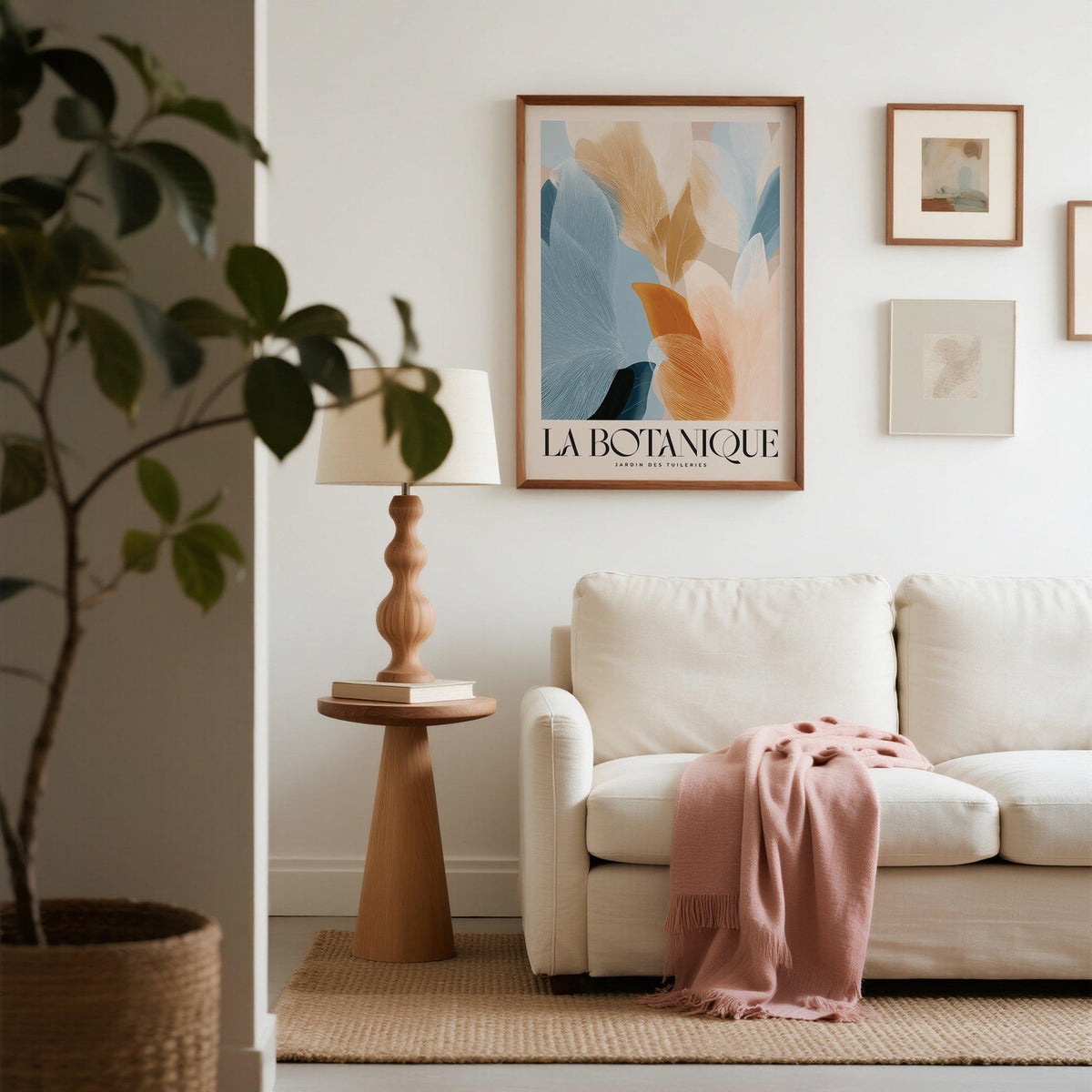 Abstract blue pink wall art print for contemporary interiors