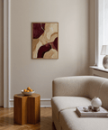 Elegant Abstract Burgundy Print, red and beige tones for bedroom decor poster