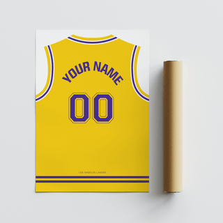 Los Angeles Lakers Basketball Jersey Poster featuring YOUR NAME lettering and 00 number on a jersey-back layout
