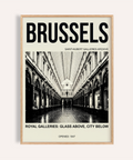 Brussels Gallery Print showing arched corridor under glass roof and bold city title