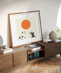 Cute cat-themed wall art for kids’ room.