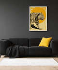 Minimalist Tiger Art Print in yellow beige, hallway wall art