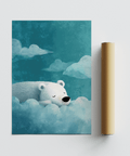 Polar Bear Wall Art in blue and white as wall art for a baby nursery