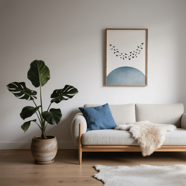 Minimal Wall Decor minimalist print Blue and White for dining room