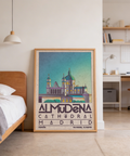 Illustrated Almudena Cathedral print featuring geometric capital letters