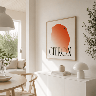 Clean food-themed wall art print with lemon icon above CITRON wordmark on white background