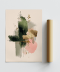Contemporary Art Poster abstract print for modern home office in Green