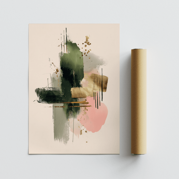 Contemporary Art Poster abstract print for modern home office in Green