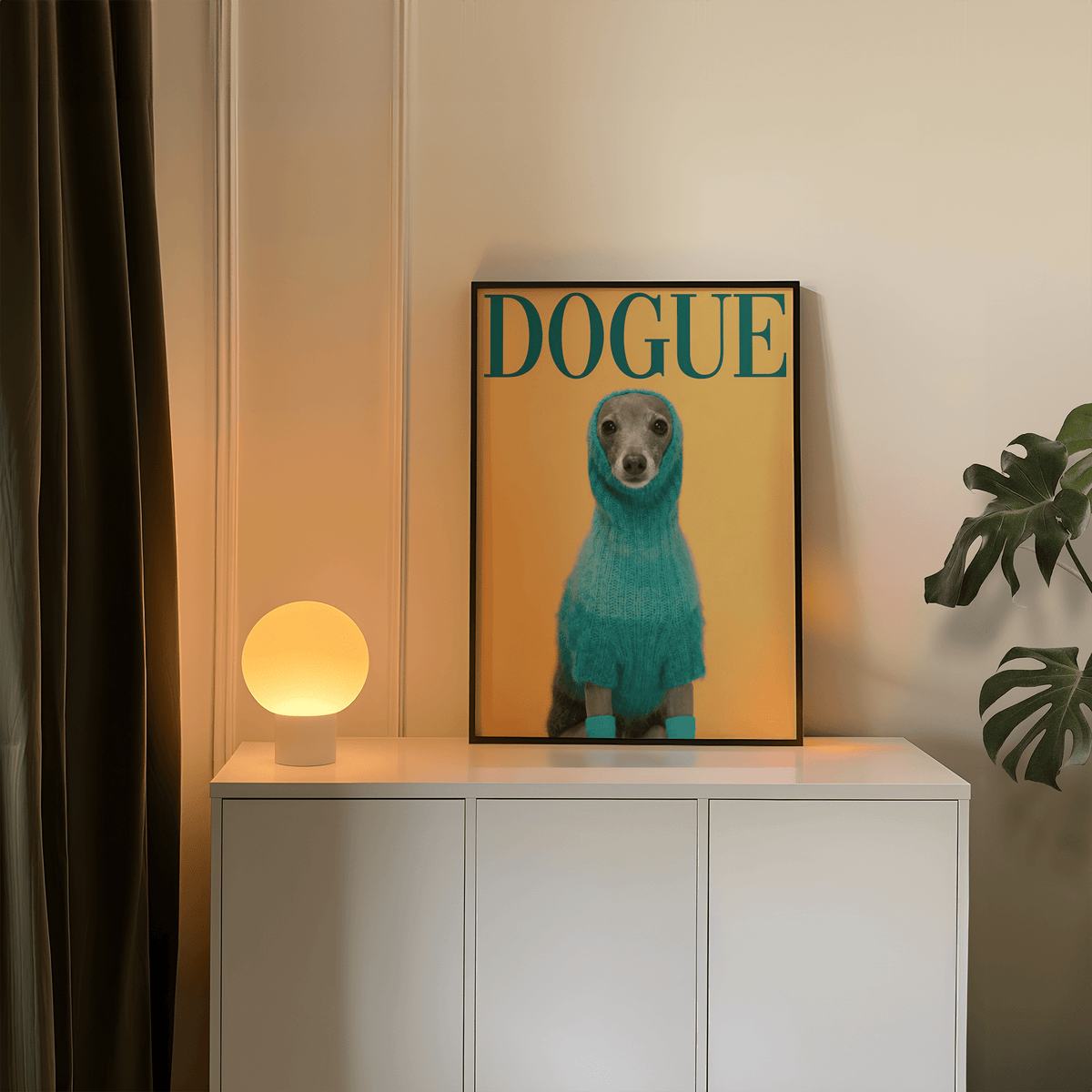Cute Pet Wall Art for playful bedroom decor in green, gray, and yellow