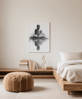 Meditating Buddha Print, Black and White, hallway, wall art